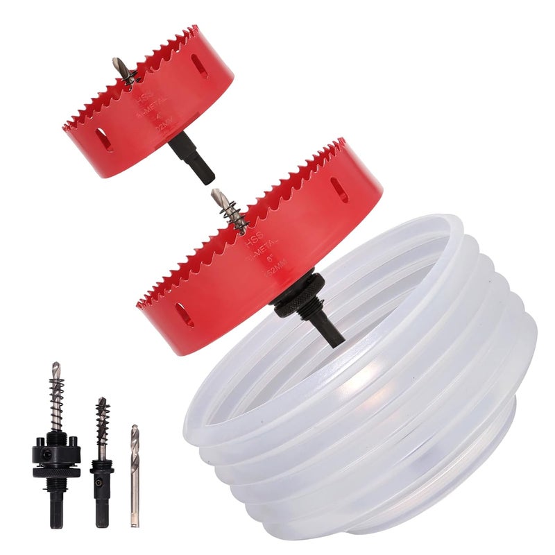 Nexigins 6-Inch & 4-Inch Hole Saw for Recessed Lights and Can Lights - Bi-Metal 4 & 6 Hole Saw with Dust Bowl for 95% Dust Colletcion - Drill Hole Cutter Kit for Wood, Ceiling, Plastic and Metal - Image 1